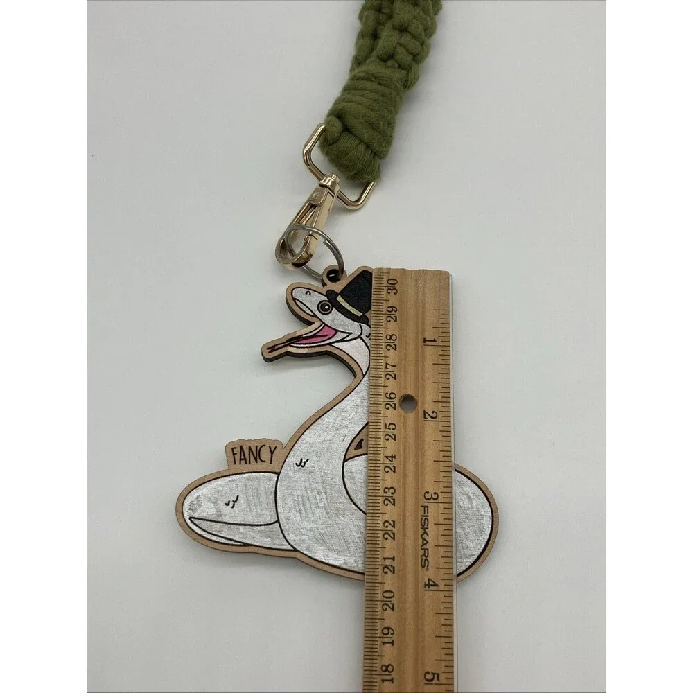 Handmade‎ Green Macrame Lanyard Keychain Fancy Snek Snake Kitschy Cool